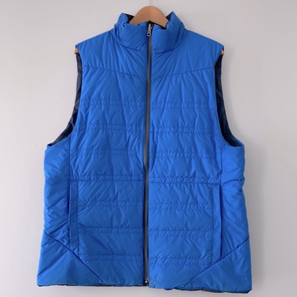 Lululemon men’s blue and navy reversible puffer mock neck zip up vest jacket - Picture 1 of 10